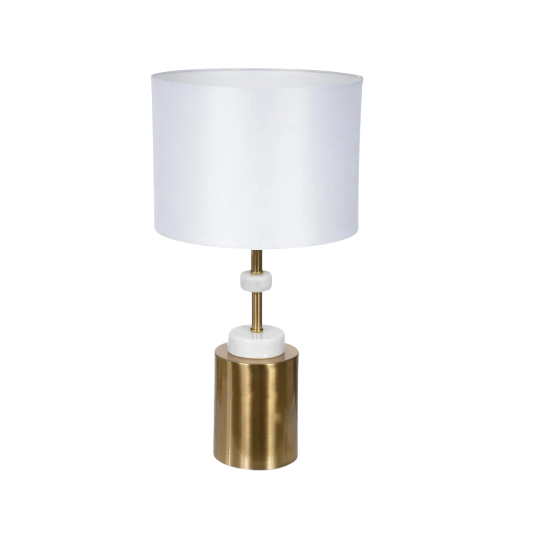 Abajur Florarte Metal com Marmore Dourado Branco Bivolt