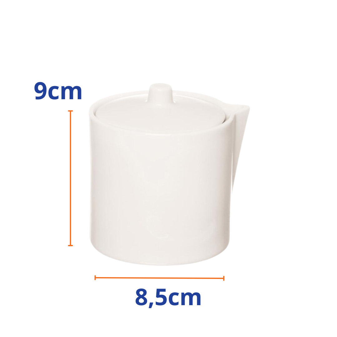 Açucareiro de Porcelana Etilux Manhattan com Colher 300ml Branco