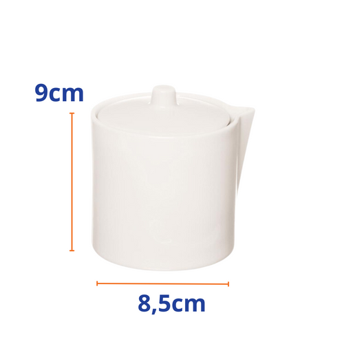Açucareiro de Porcelana Etilux Manhattan com Colher 300ml Branco