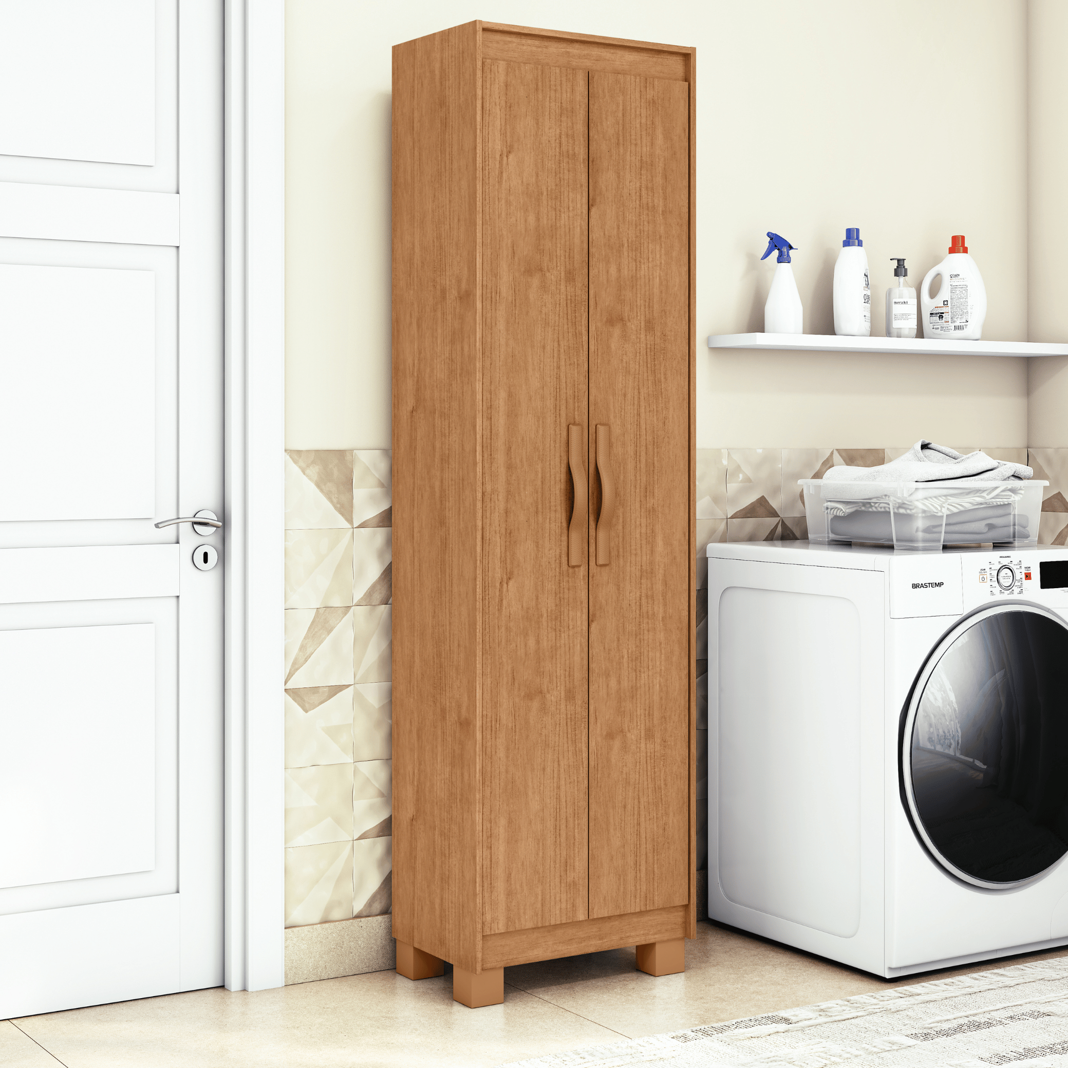 Armário Multiuso Bliss Lopas 2 Portas 50cm Amêndoa Clean