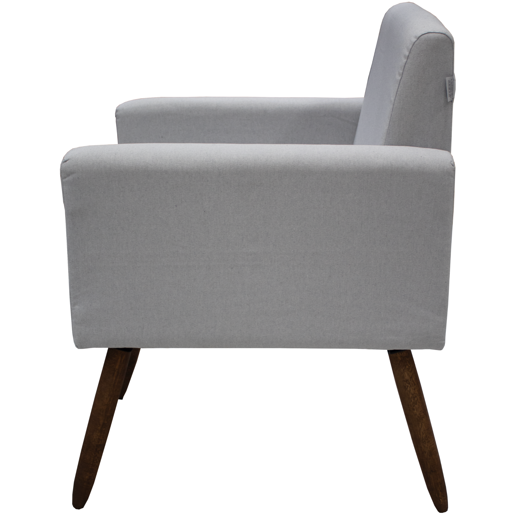Poltrona Fênix 63cm Maramadan Pé Palito Mel Linho Cinza