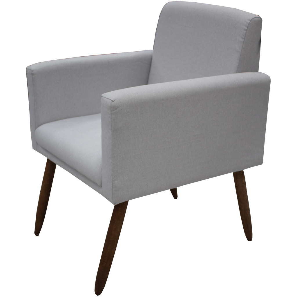 Poltrona Fênix 63cm Maramadan Pé Palito Mel Linho Cinza