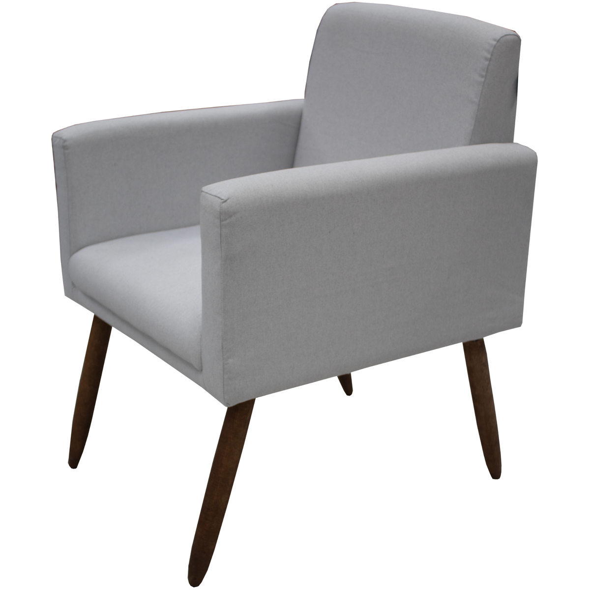 Poltrona Fênix 63cm Maramadan Pé Palito Mel Linho Cinza