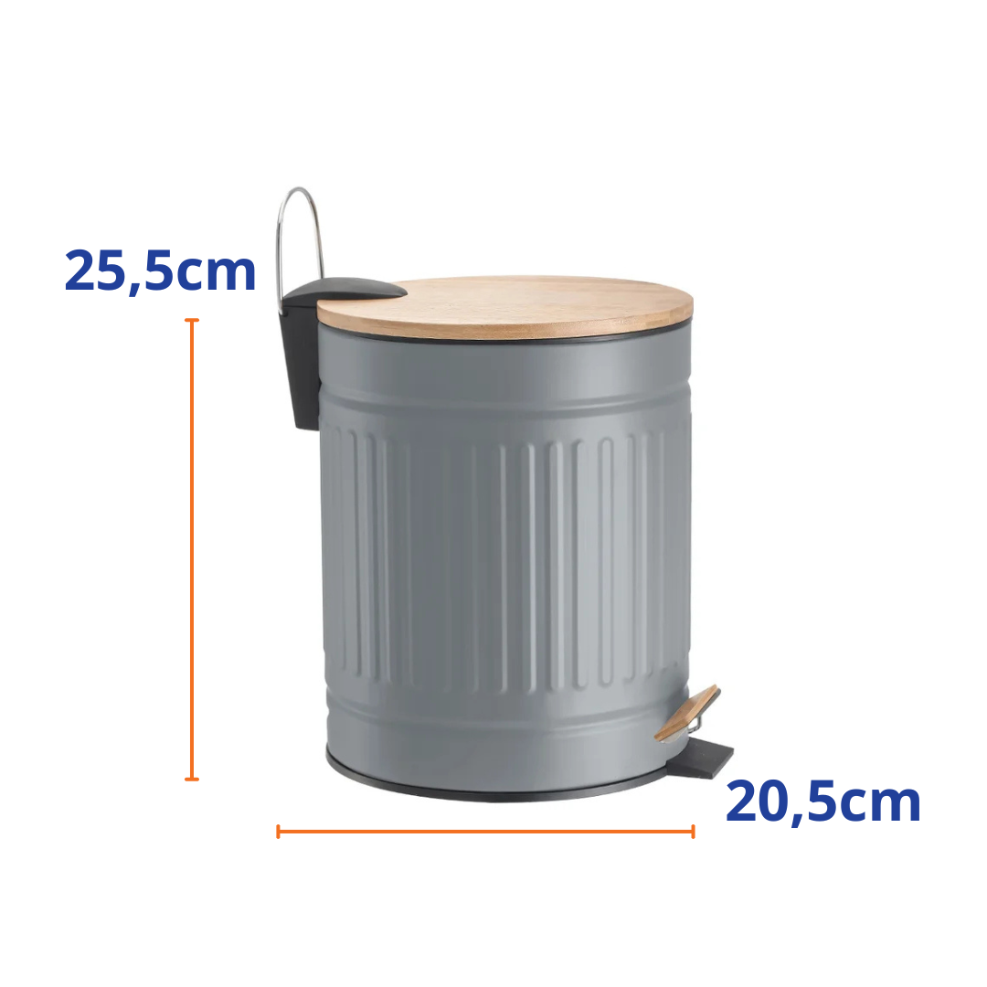Lixeira Fluted 3L Jolitex com Pedal Cinza