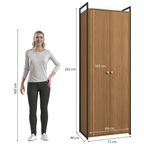 Armário Industrial Closet LI052 Kappesberg 72cm 2 Portas Canela e Preto Fosco
