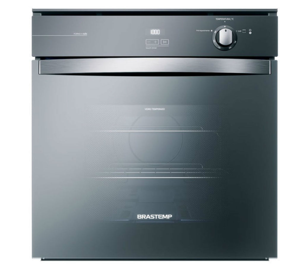 Forno de Embutir a Gás Brastemp 78L BOA84A com Grill e Timer Touch Inox 220V