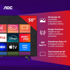 Smart TV DLED 50" 4k AOC 50U7045 Roku TV Bivolt