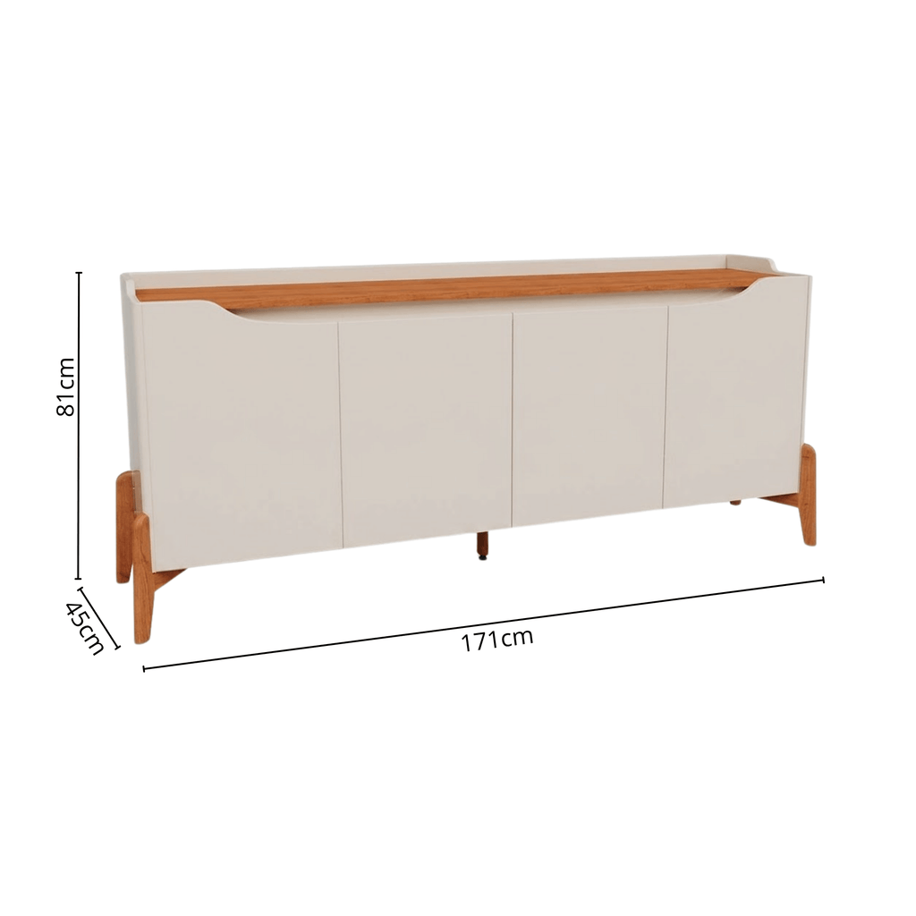 Balcão Buffet Studio Imcal 171cm 4 Portas Off White e Nature