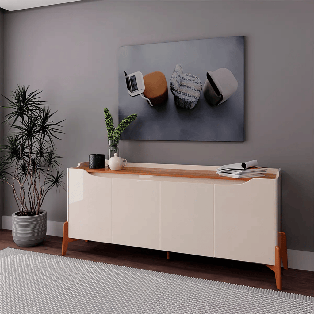 Balcão Buffet Studio Imcal 171cm 4 Portas Off White e Nature
