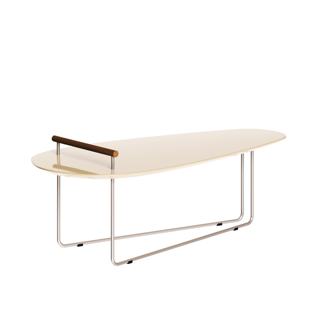 Mesa de Centro Orgânica Side Imcal 120x56 Pé em Metal Off White