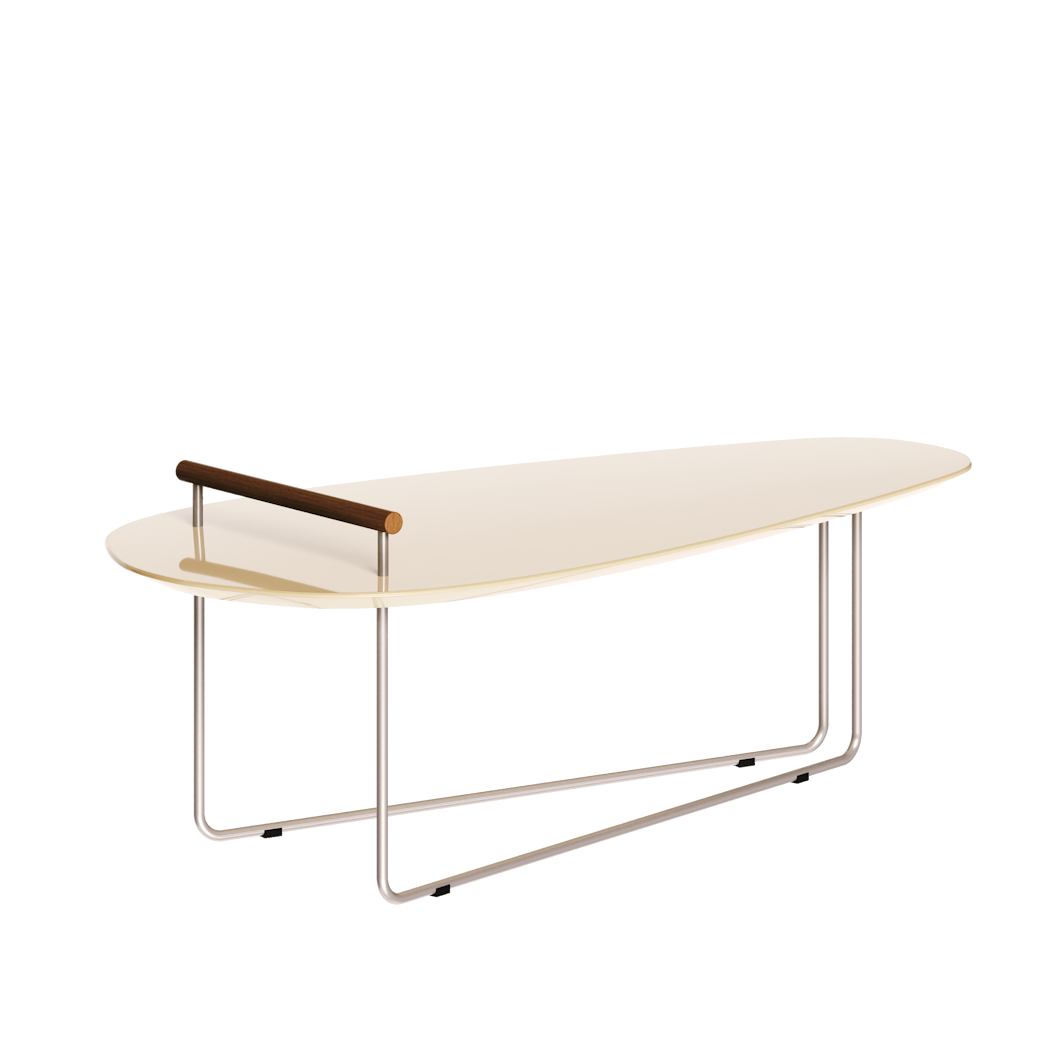 Mesa de Centro Orgânica Side Imcal 120x56 Pé em Metal Off White