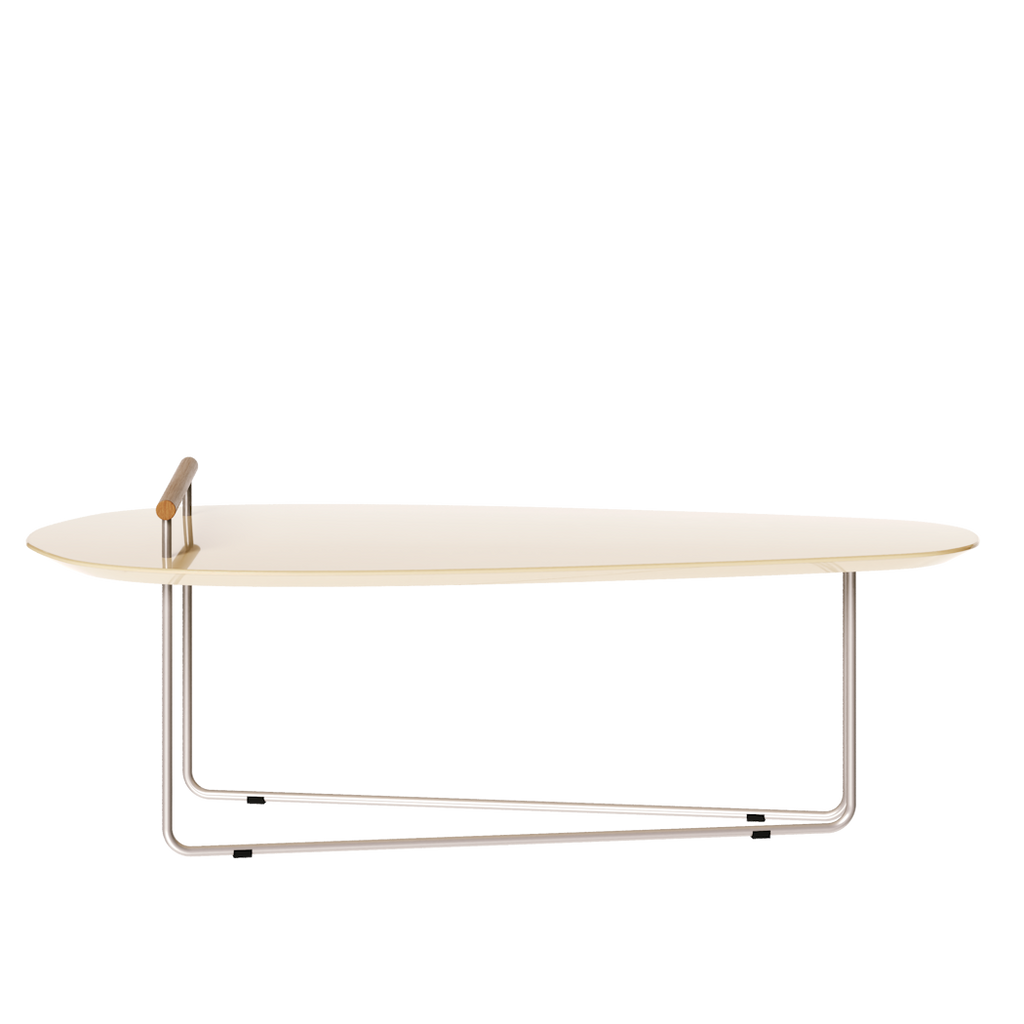 Mesa de Centro Orgânica Side Imcal 120x56 Pé em Metal Off White