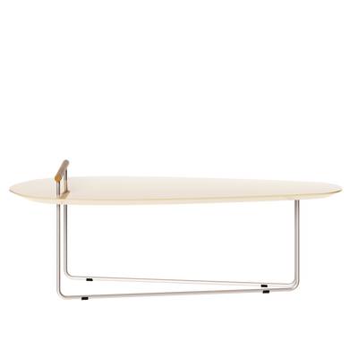 Mesa de Centro Orgânica Side Imcal 120x56 Pé em Metal Off White