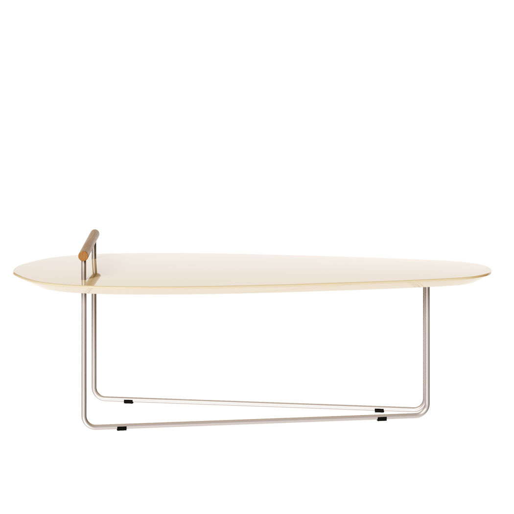 Mesa de Centro Orgânica Side Imcal 120x56 Pé em Metal Off White