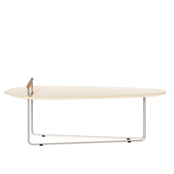 Mesa de Centro Orgânica Side Imcal 120x56 Pé em Metal Off White