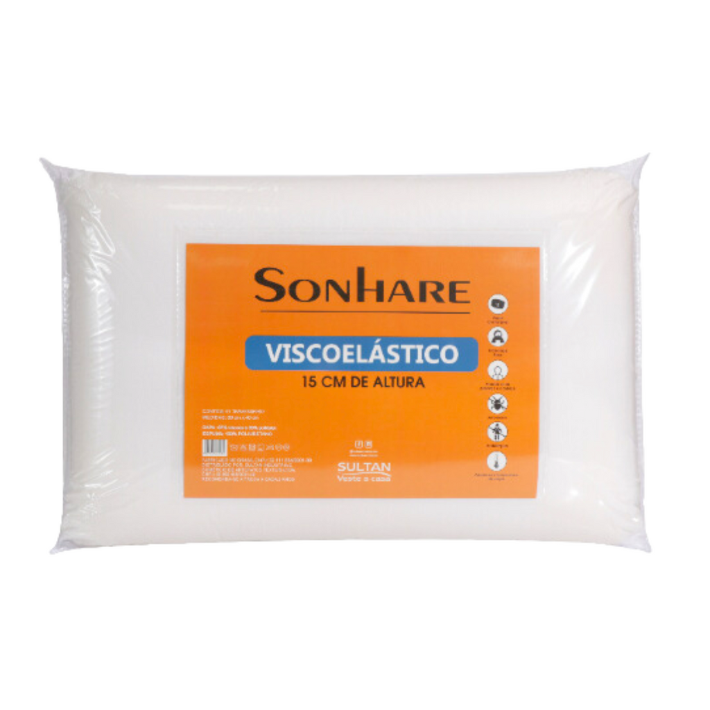Travesseiro Viscoelástico Naturalle Sonhare 63x42cm Branco