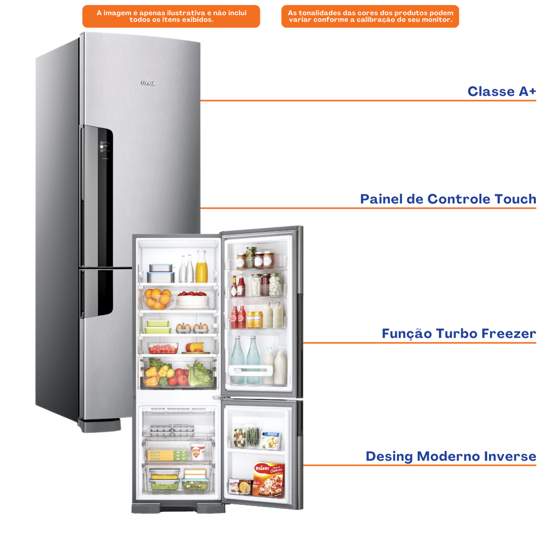 Refrigerador Consul 397L CRE44B Duplex Inverse Evox 220V