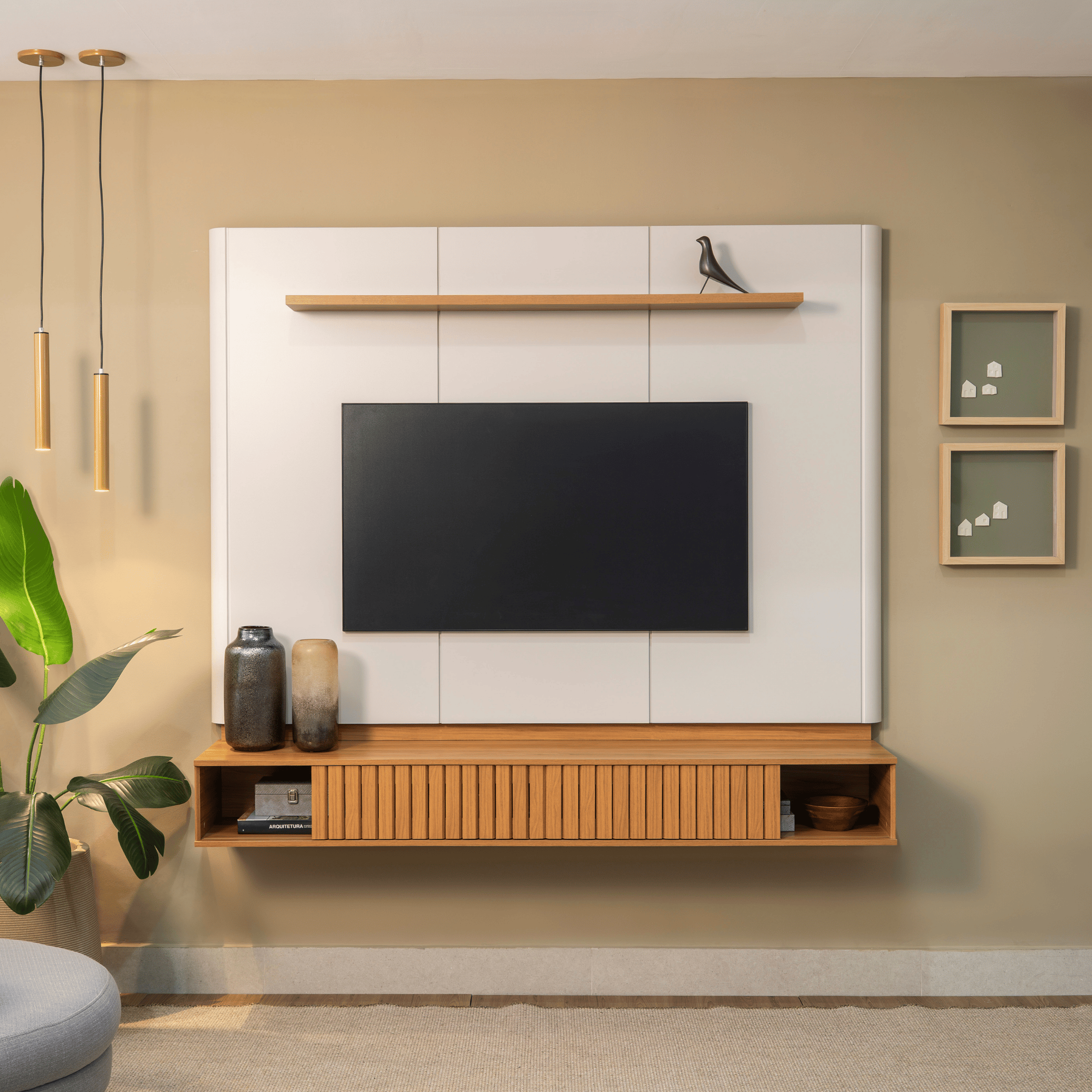 Home Painel Suspenso Amarante Linea 183cm Canela e Off White