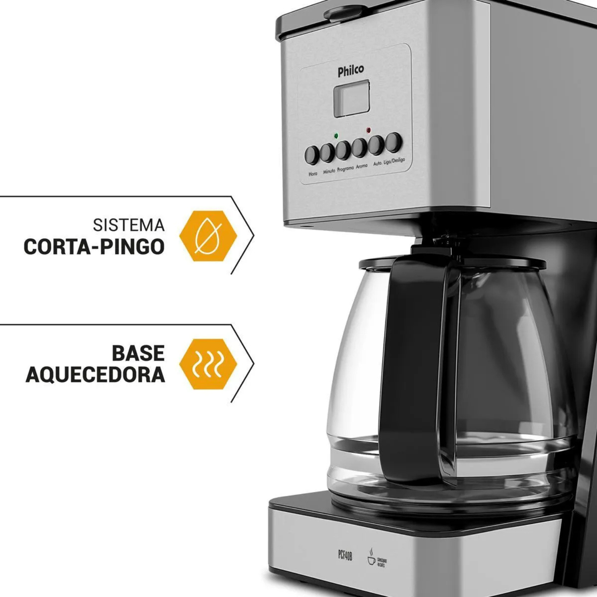 Cafeteira Elétrica Philco 40 cafezinhos Painel Digital Preto 220V