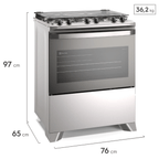 Fogão 5 Bocas Electrolux Efficient FE5IG Piso Mesa de Inox PerfectCook e VaporBake Cinza Bivolt