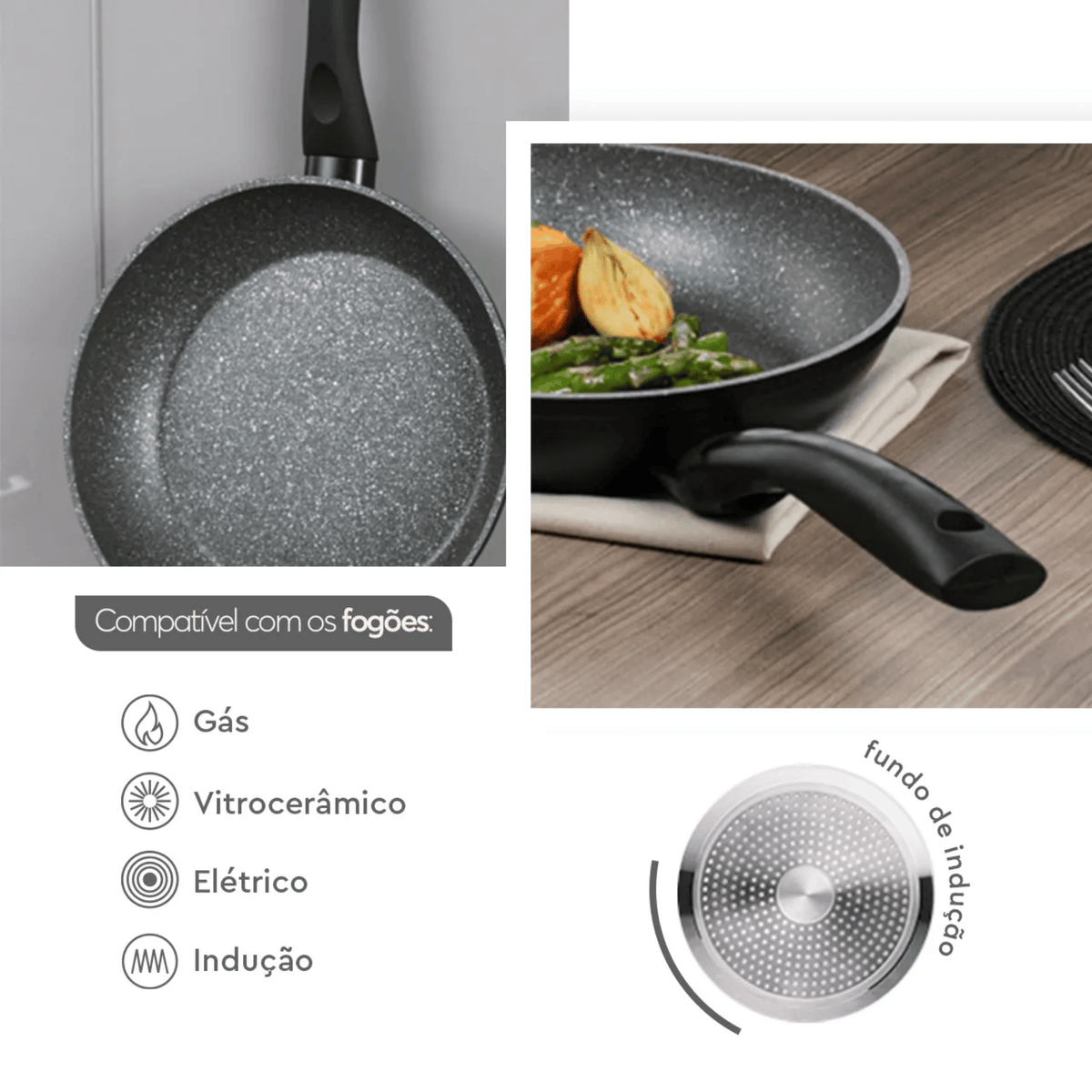 Frigideira Ceramic Life Brinox Orion Indução 28cm Preto