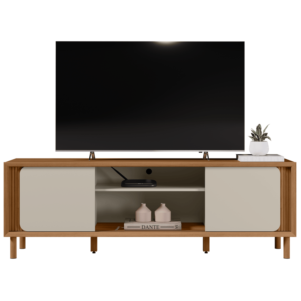 Rack Belém Linea 182cm 2 Portas Canela e Off White