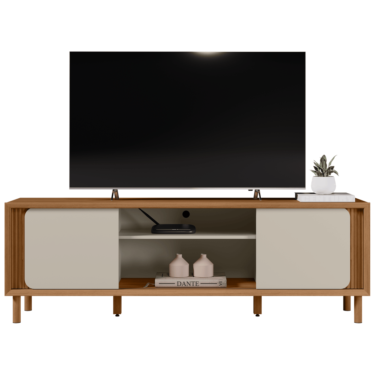 Rack Belém Linea 182cm 2 Portas Canela e Off White