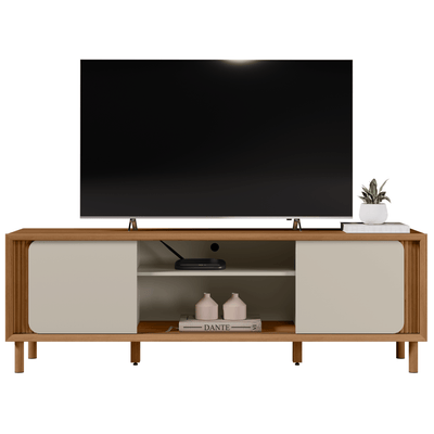 Rack Belém Linea 182cm 2 Portas Canela e Off White