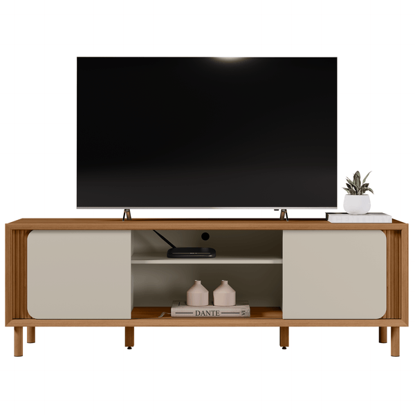 Rack Belém Linea 182cm 2 Portas Canela e Off White