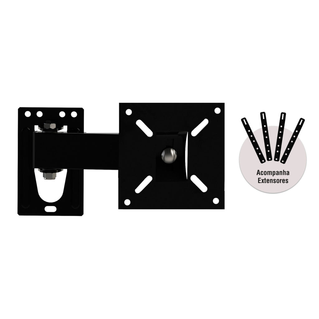 Suporte de Parede Articulado Brasforma BRA3.0 para TVs de 10 a 56" LCD, LED, Plasma e 3D Preto