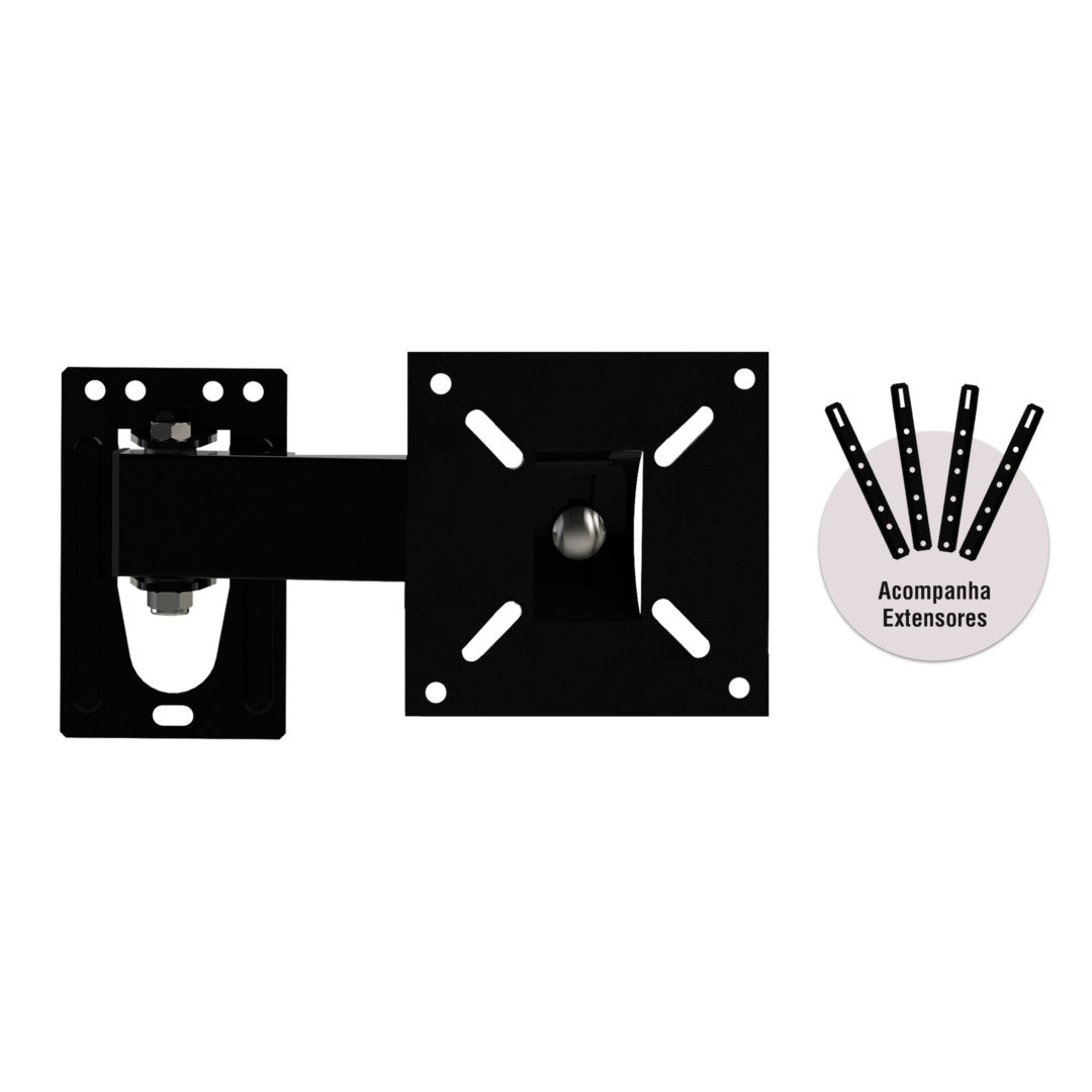 Suporte de Parede Articulado Brasforma BRA3.0 para TVs de 10 a 56" LCD, LED, Plasma e 3D Preto