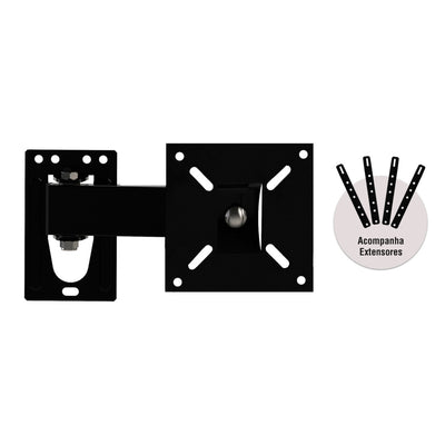 Suporte de Parede Articulado Brasforma BRA3.0 para TVs de 10 a 56" LCD, LED, Plasma e 3D Preto