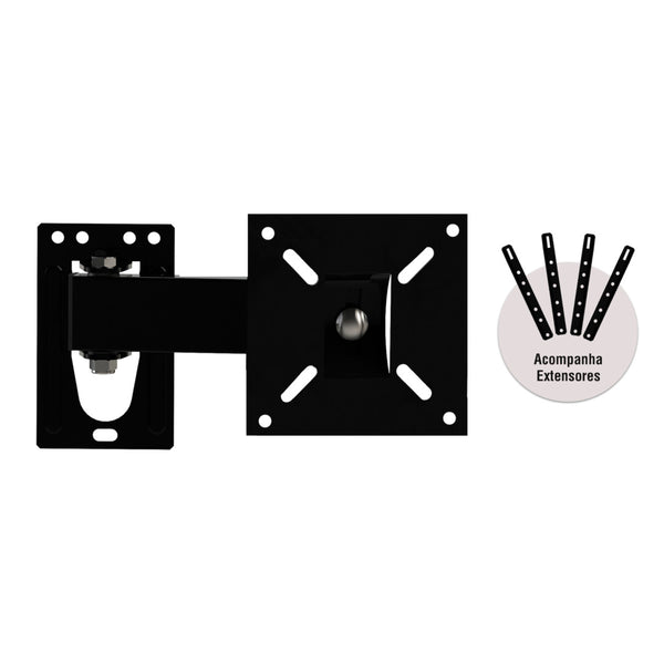 Suporte de Parede Articulado Brasforma BRA3.0 para TVs de 10 a 56" LCD, LED, Plasma e 3D Preto