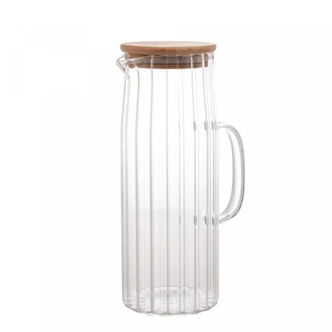 Jarra de Vidro Borossilicato Rojemac com Tampa em Bambu  1,1L