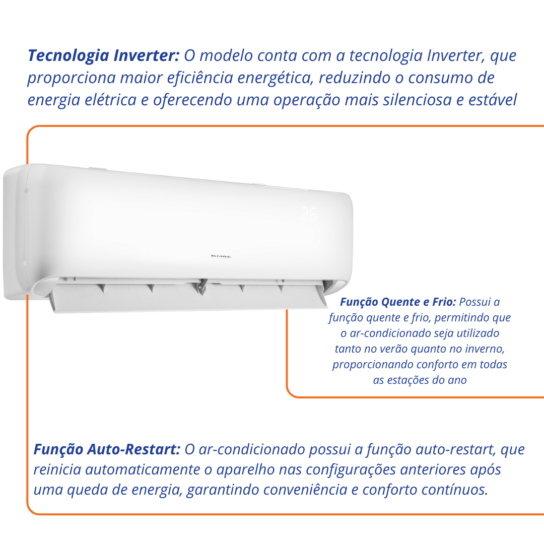 Ar-Condicionado Split Auto Inverter Gree 9000 BTUs G-Top AI Quente e Frio 220V