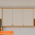 Armário Aéreo de Cozinha Selene Linea 100% MDF 3 Portas 120cm Jequitibá e Off White