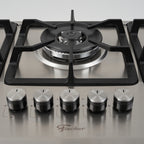Cooktop à Gás Fischer 5 Bocas Tripla Chama Grade Ferro Fundido Mesa Inox Escovado Bivolt