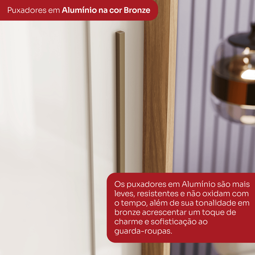 Roupeiro Cayman Henn 250cm 100% MDF 2 Portas Cinamomo e Off White