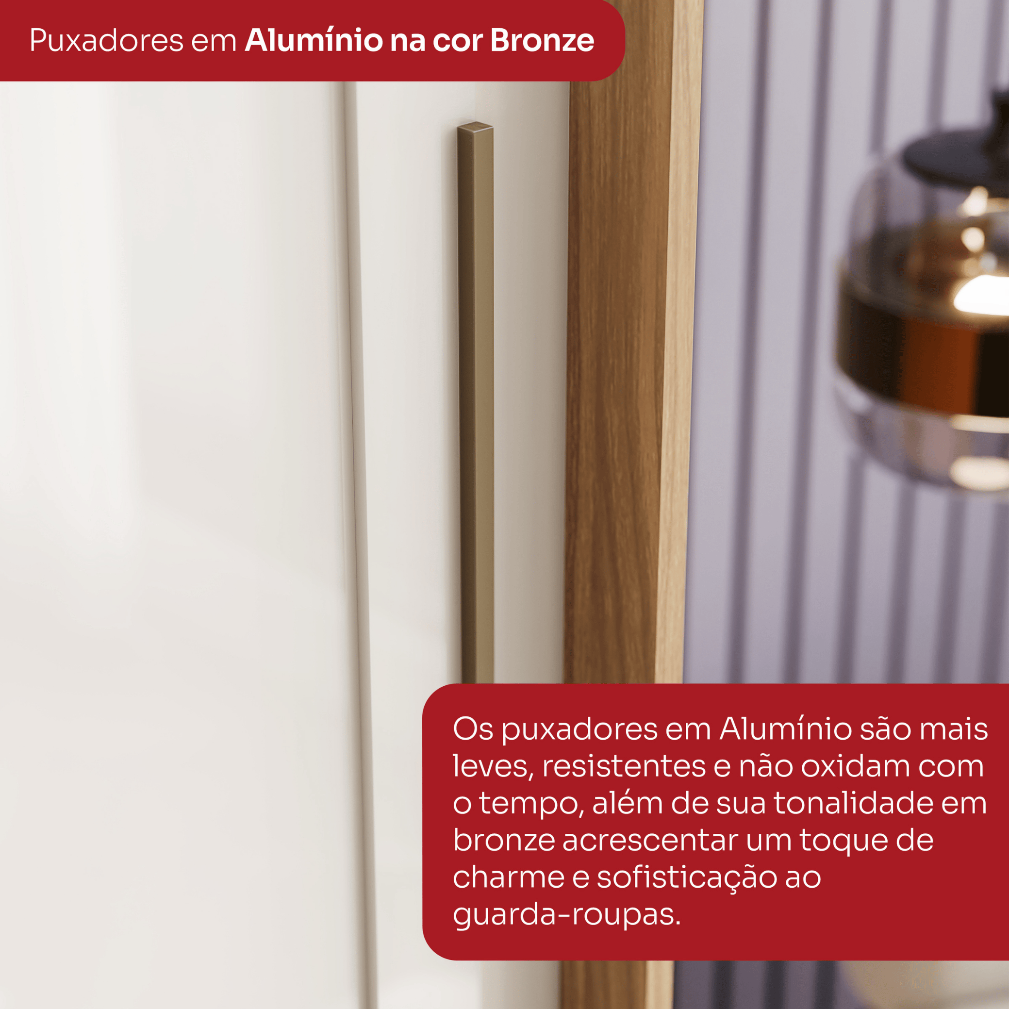 Roupeiro Cayman Henn 250cm 100% MDF 2 Portas Cinamomo e Off White