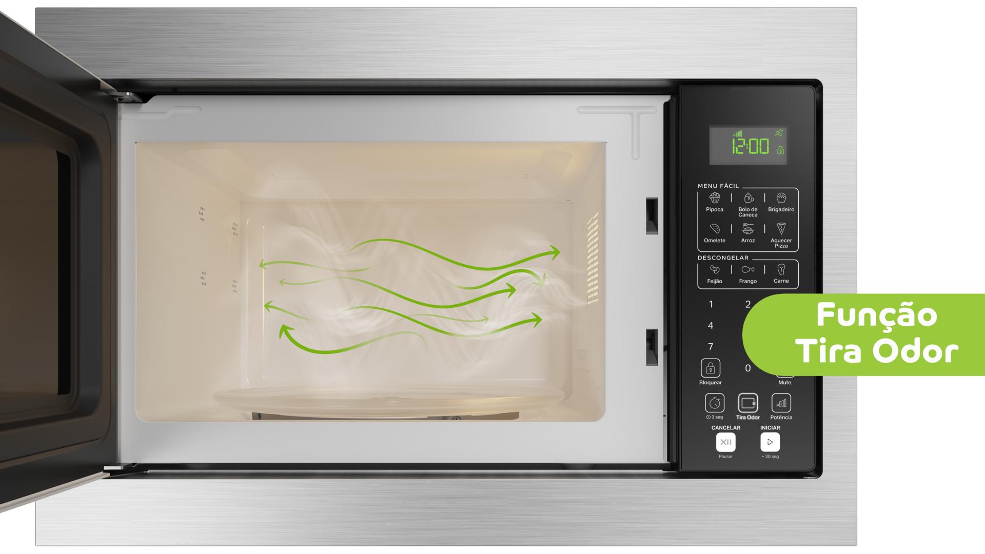 Micro-ondas de Embutir Consul 32L CM146AE Menu Fácil Inox/Preto 220V