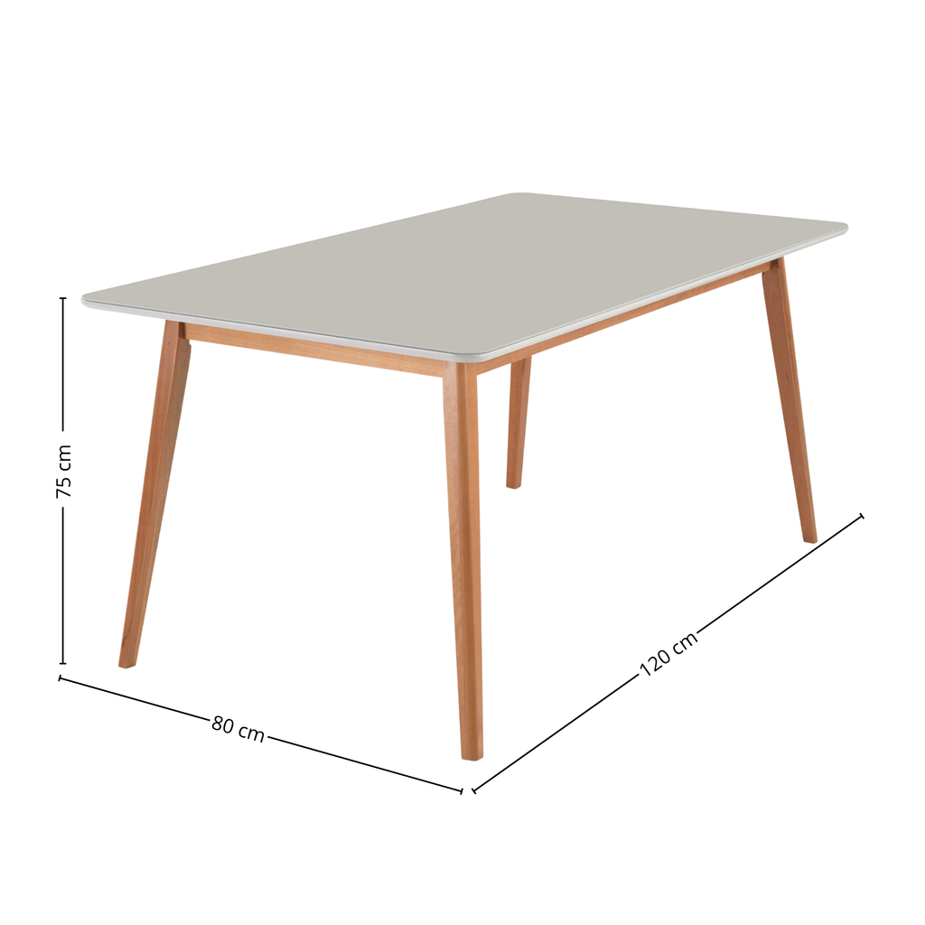Mesa Retangular Melissa Artsoli 120x80cm Tampo de Vidro Off White