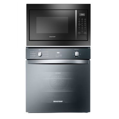Kit Brastemp de Embutir Forno Elétrico 84L Inox Espelhado+Micro-ondas 32L Preto 220V