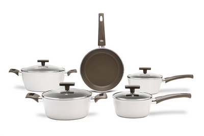 Jogo de Panelas Ceramic Life Brinox 5 Peças Indução Organika Nata