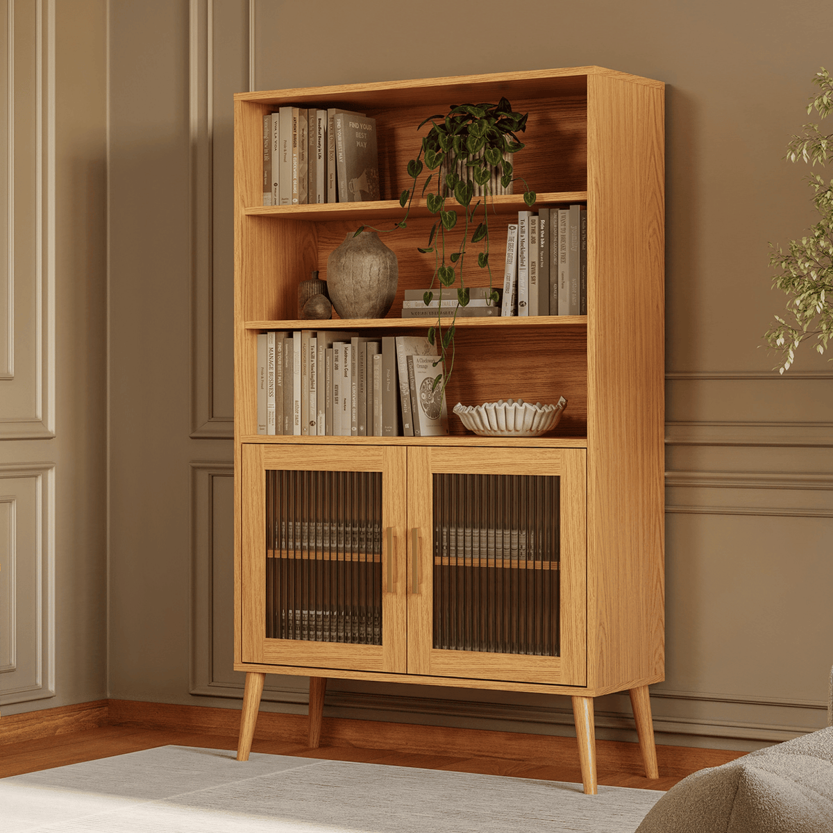 Cristaleira C724C Dalla Costa 91cm 2 Portas Carvalho Rosé
