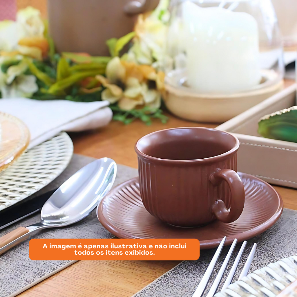 Jogo 12 Peças para Café Full-Fit 90ml em Cerâmica Terracota