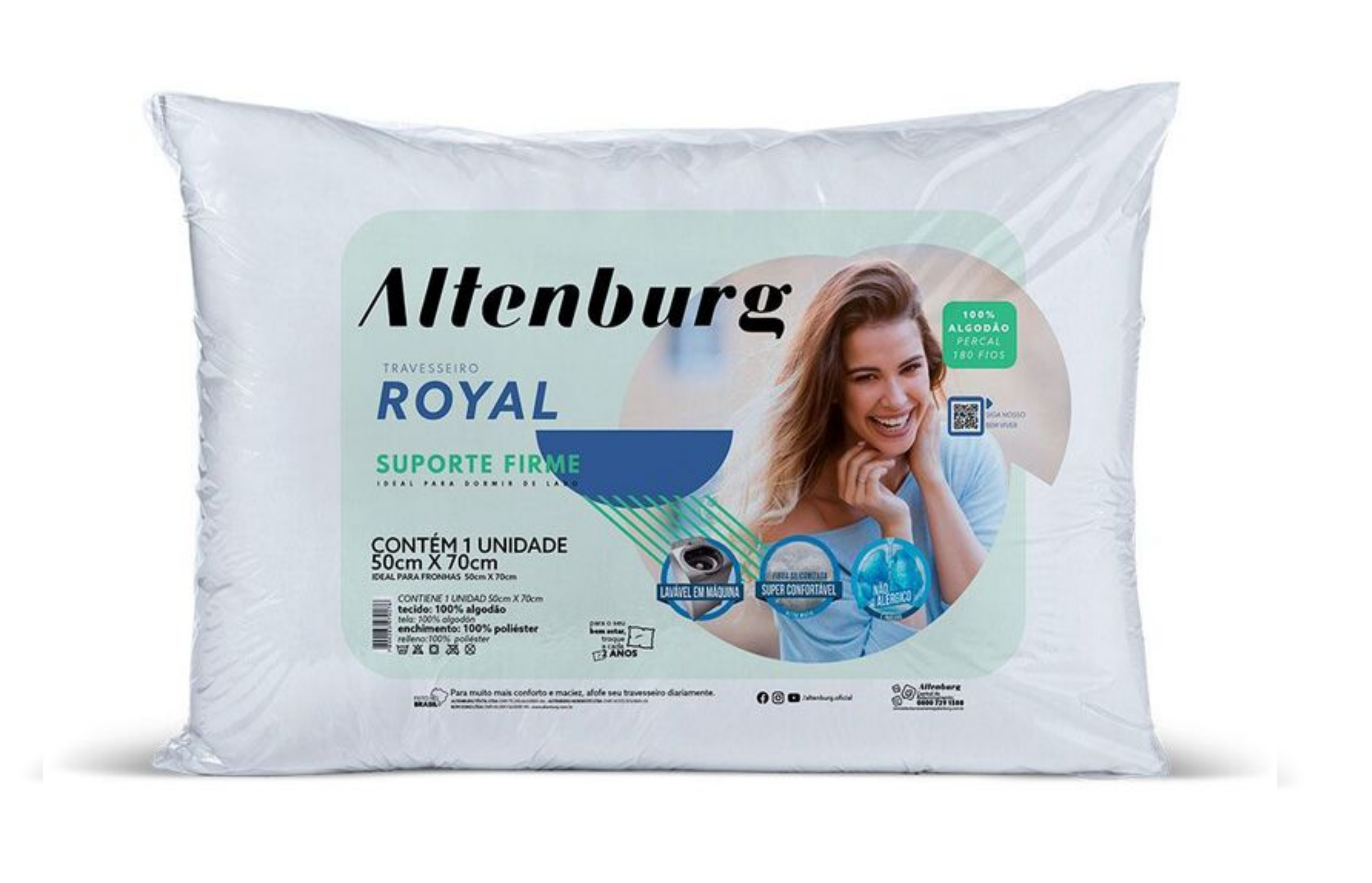 Travesseiro Altenburg Royal 180 Fios 50x70cm Branco