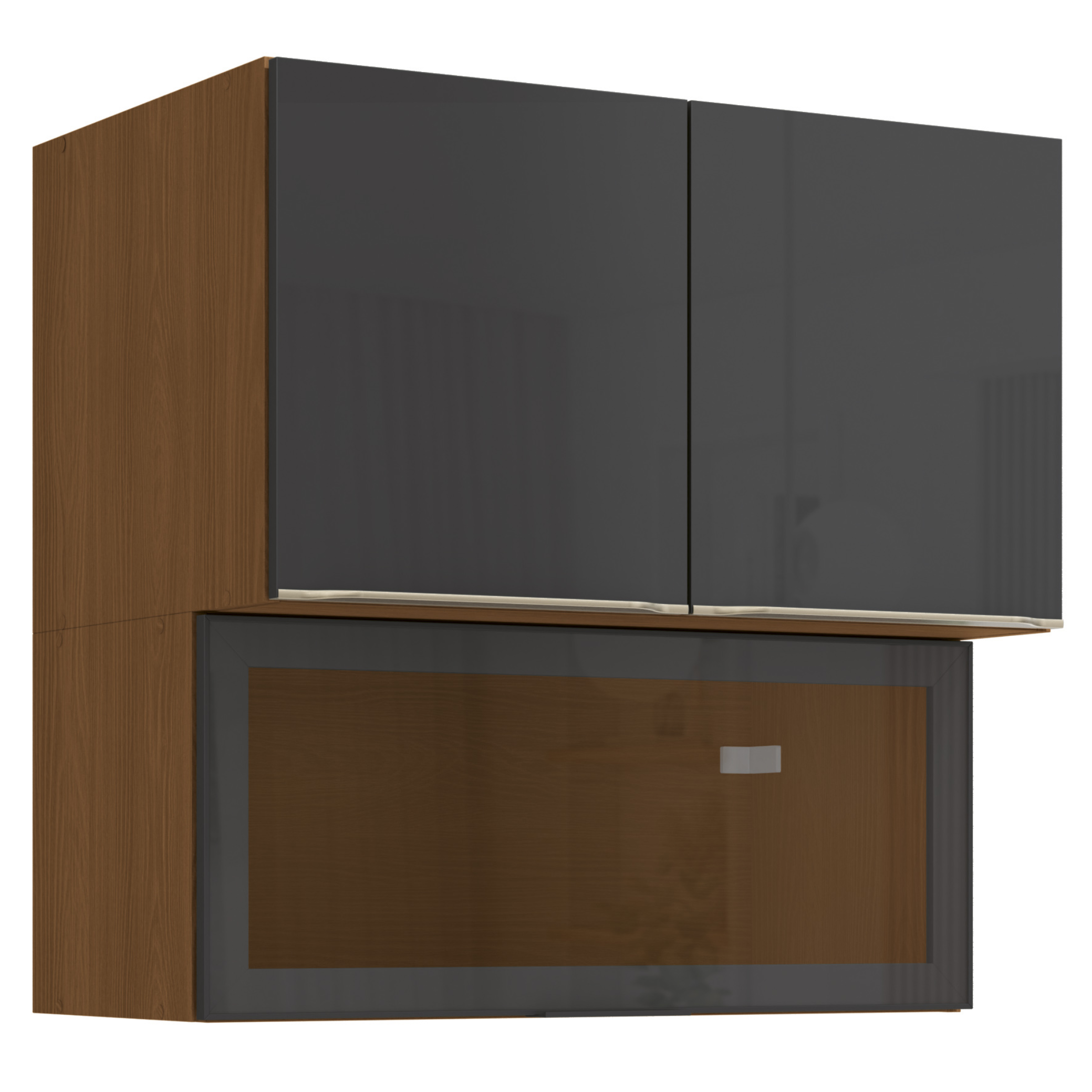 Armário Aéreo de Cozinha Vibra Kappesberg 80cm 3 Portas Canela e Grafite