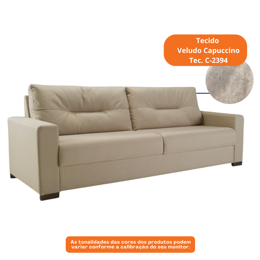 Sofá Living MH4209 183cm Herval 2 assentos Veludo Capuccino