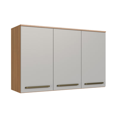 Armário Aéreo de Cozinha Isabelle Delmarco 120cm 3 Portas Freijó e Arenas