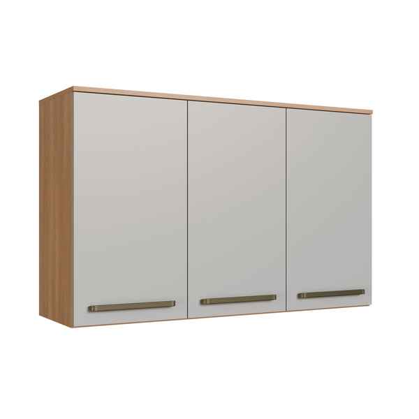 Armário Aéreo de Cozinha Isabelle Delmarco 120cm 3 Portas Freijó e Arenas